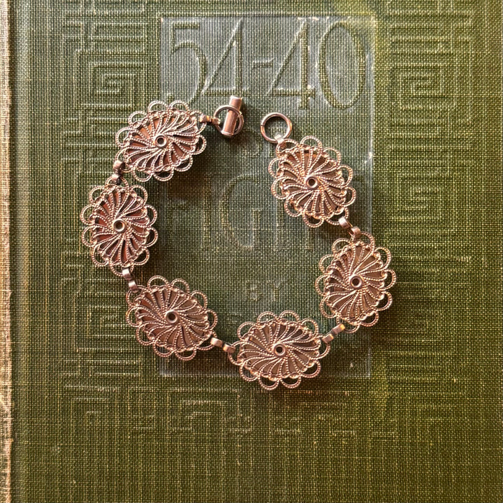 Gold Cabochon Floral Bracelet