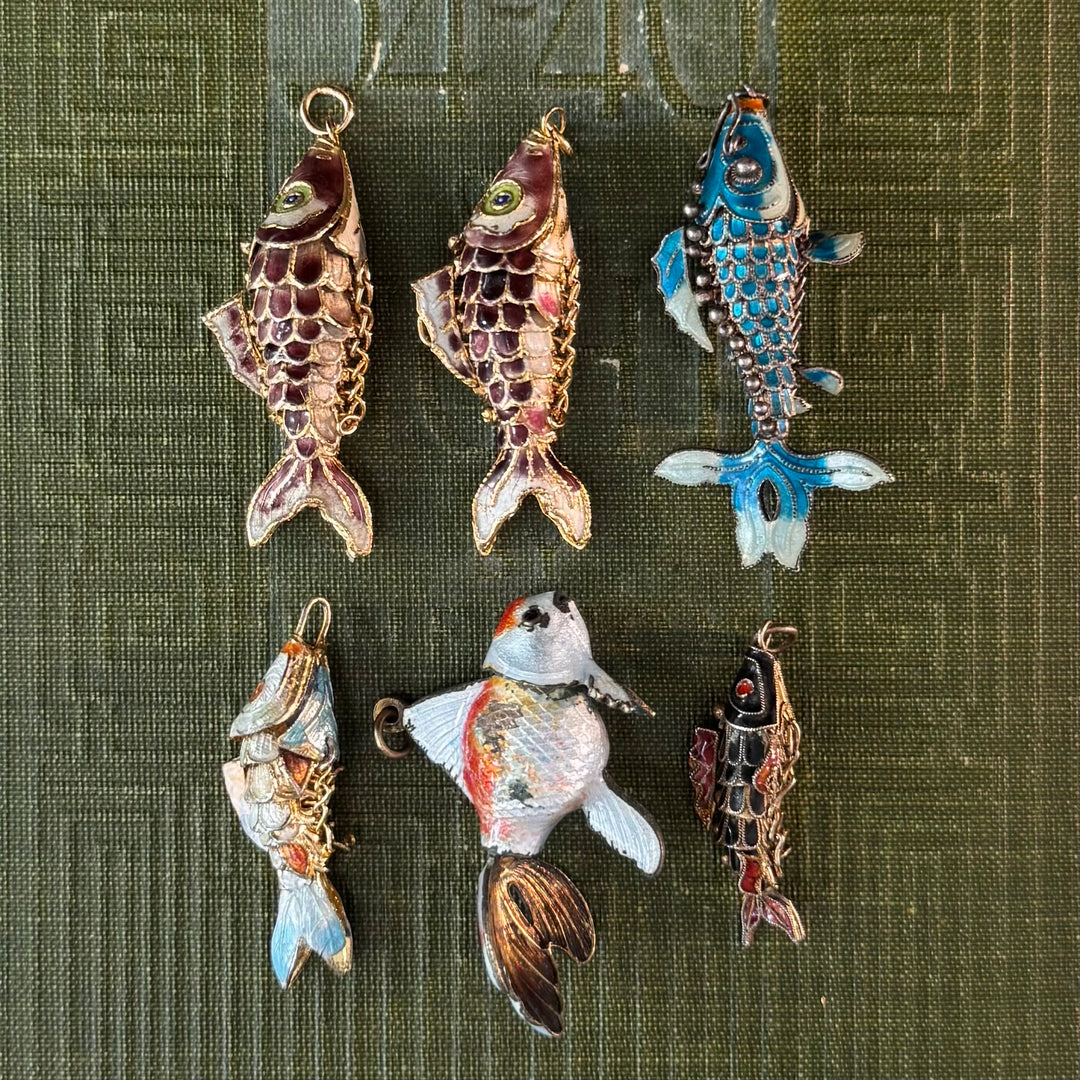 Gold Cloisonné Fish Pendants