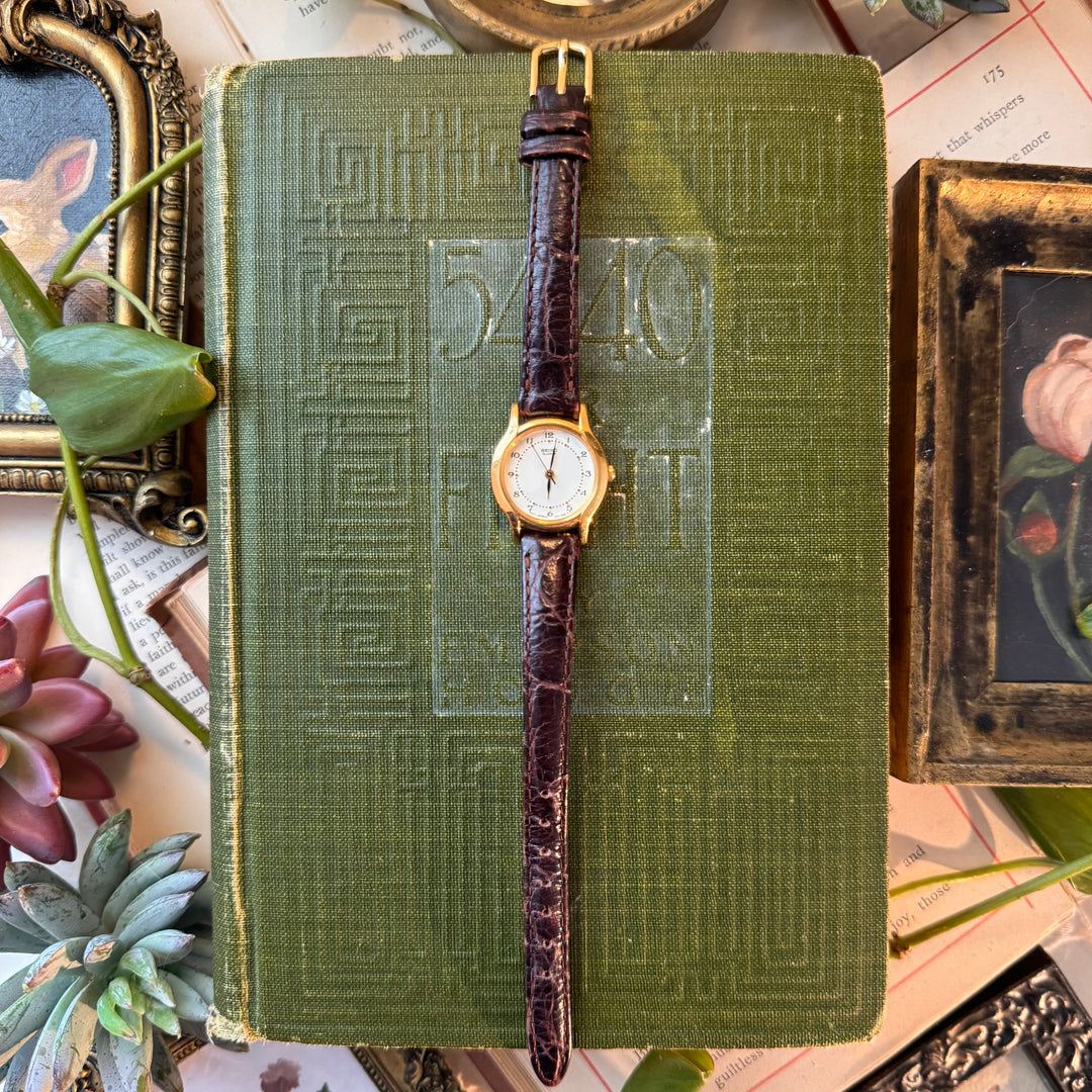 Gold Brown Leather Watch