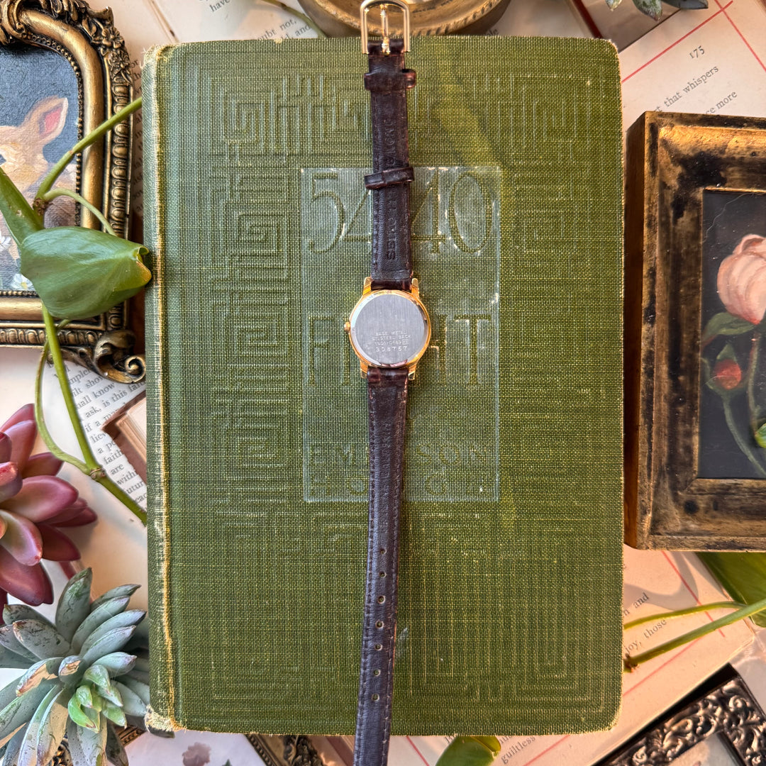 Gold Brown Leather Watch