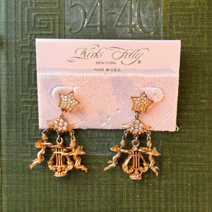 Gold Kirks Folly Cherub Earrings
