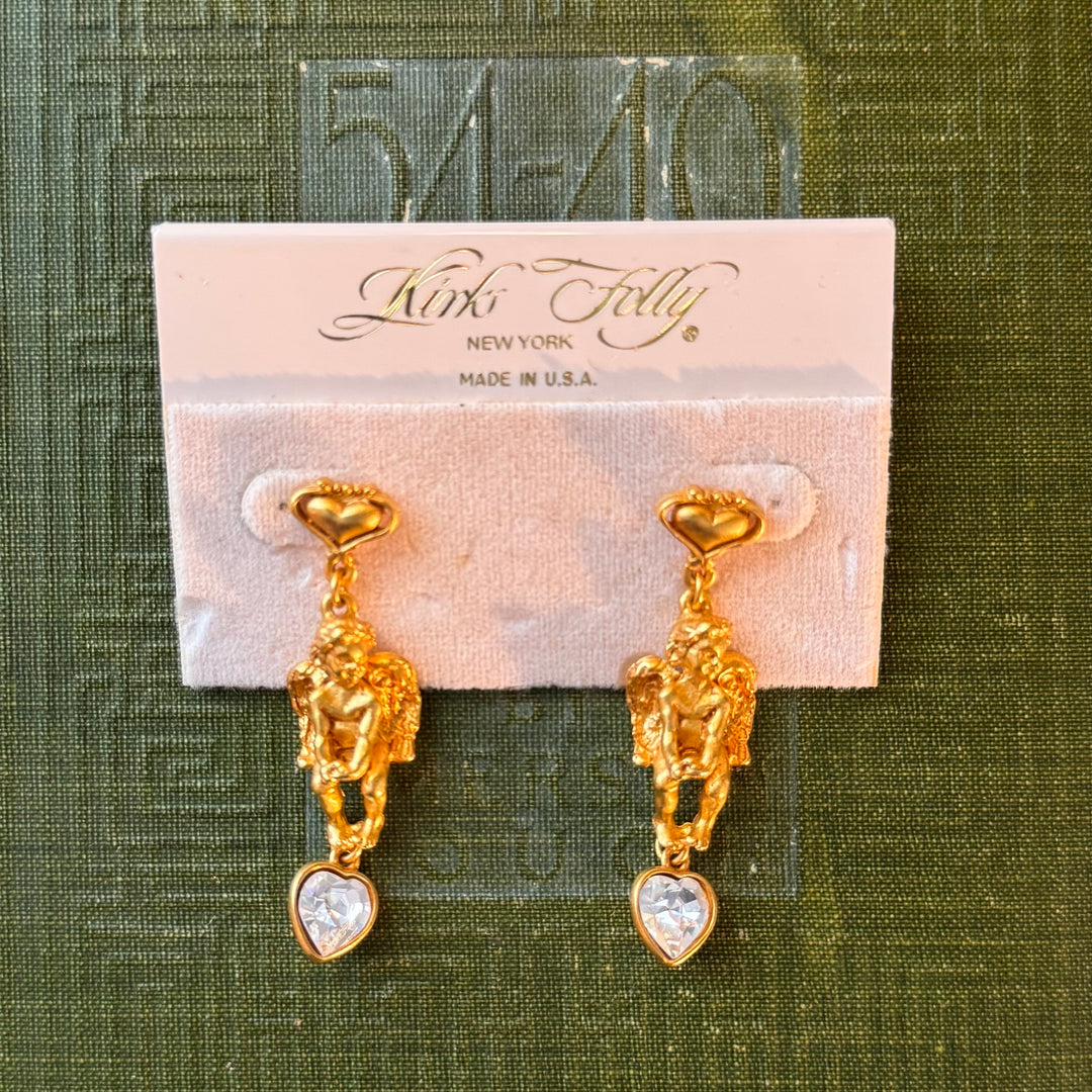 Gold Kirks Folly Cherub Earrings