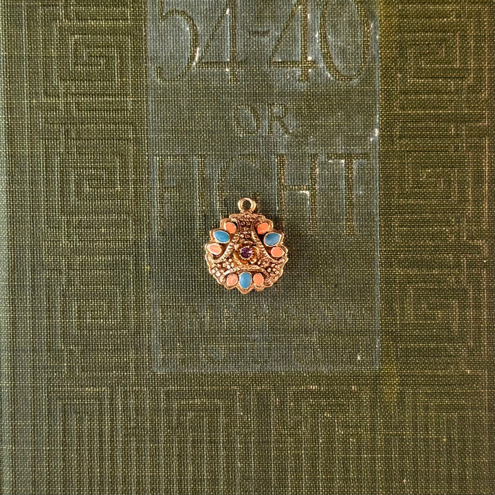 Gold Floral Enamel Pendants