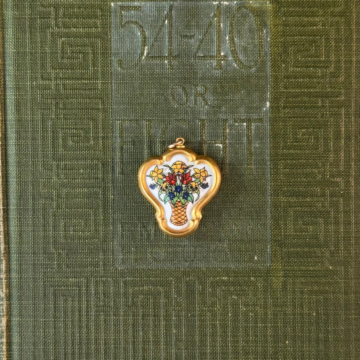 Gold Floral Enamel Pendants