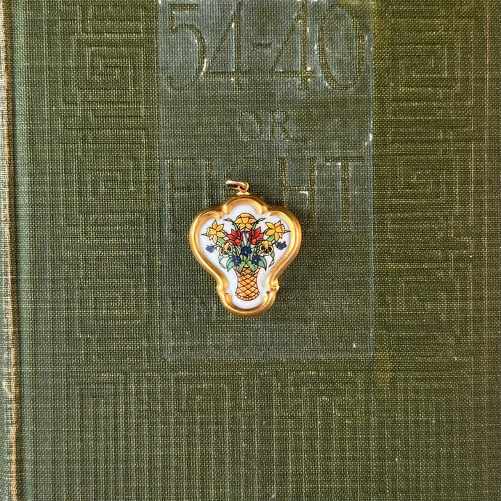 Gold Floral Enamel Pendants