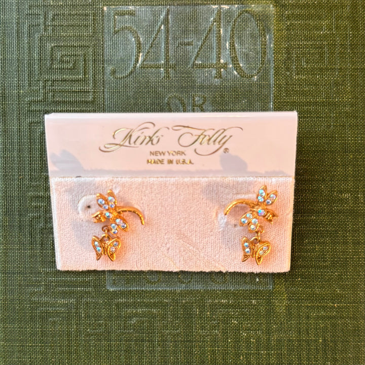 Gold Kirks Folly Butterfly & Dragonfly Earrings