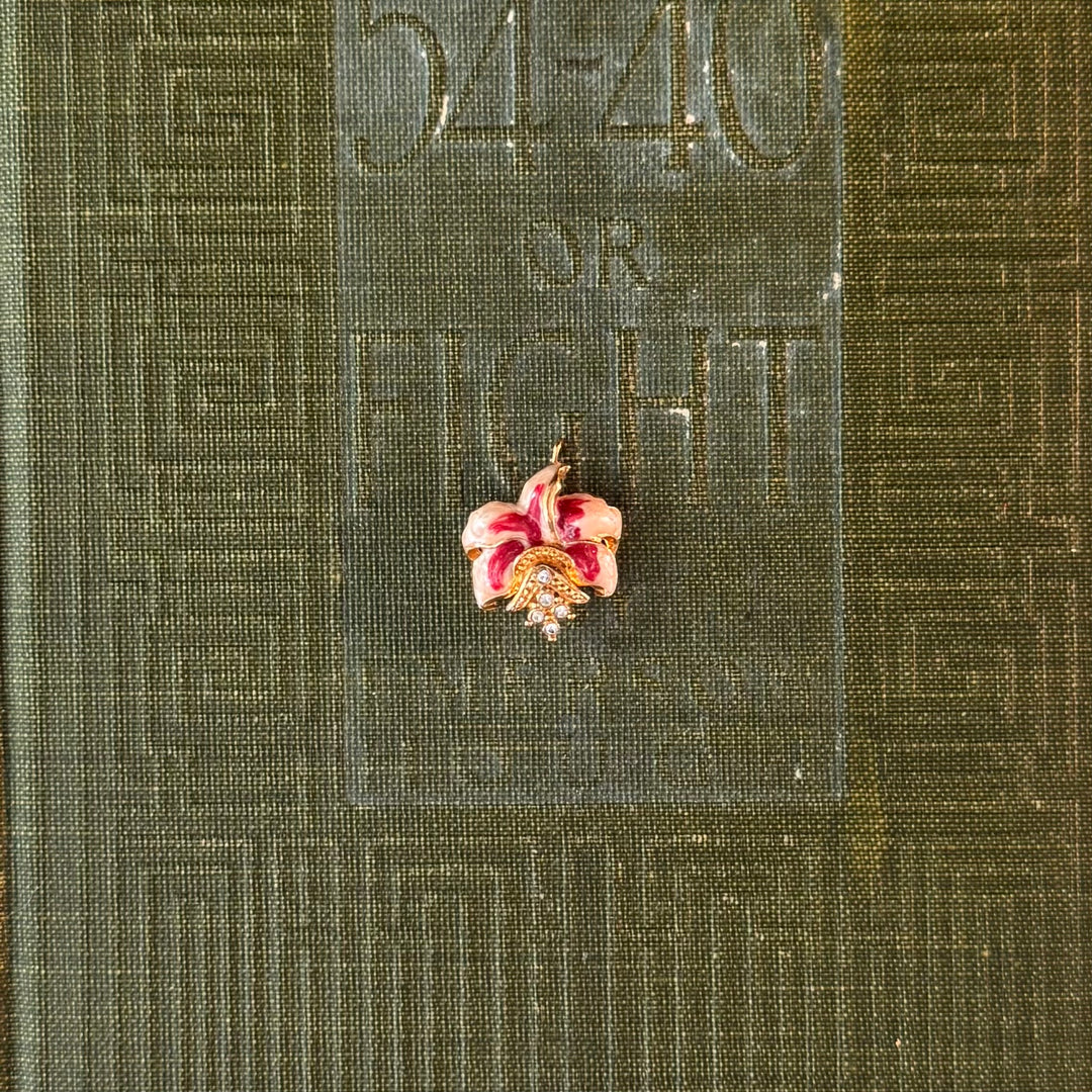 Gold Floral Enamel Pendants