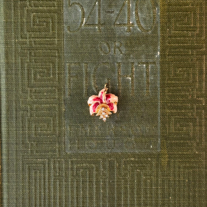 Gold Floral Enamel Pendants