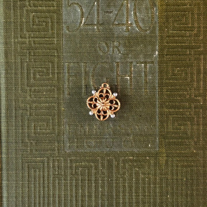 Gold Floral Enamel Pendants