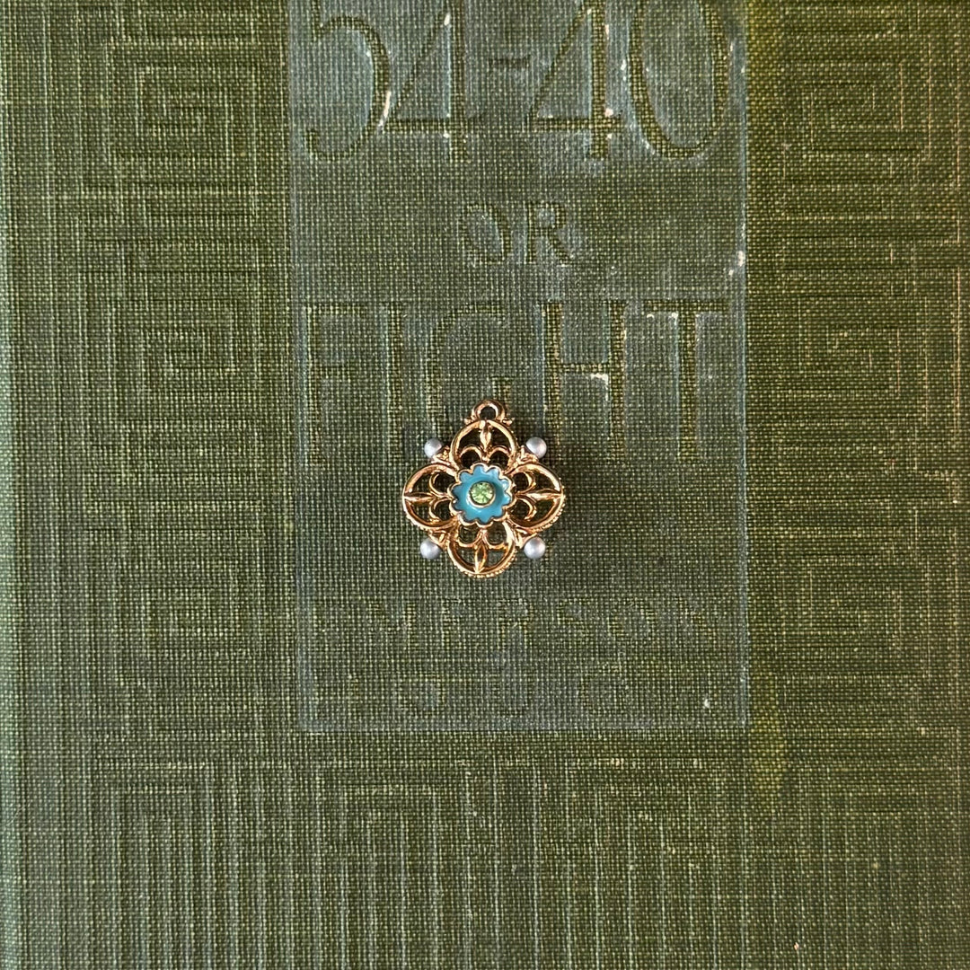 Gold Floral Enamel Pendants