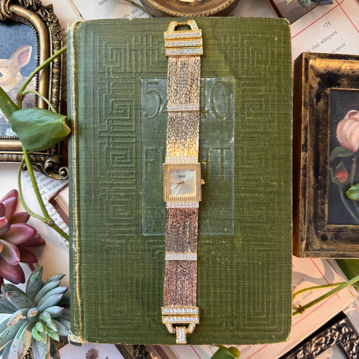 Gold Watch with Rhinestones