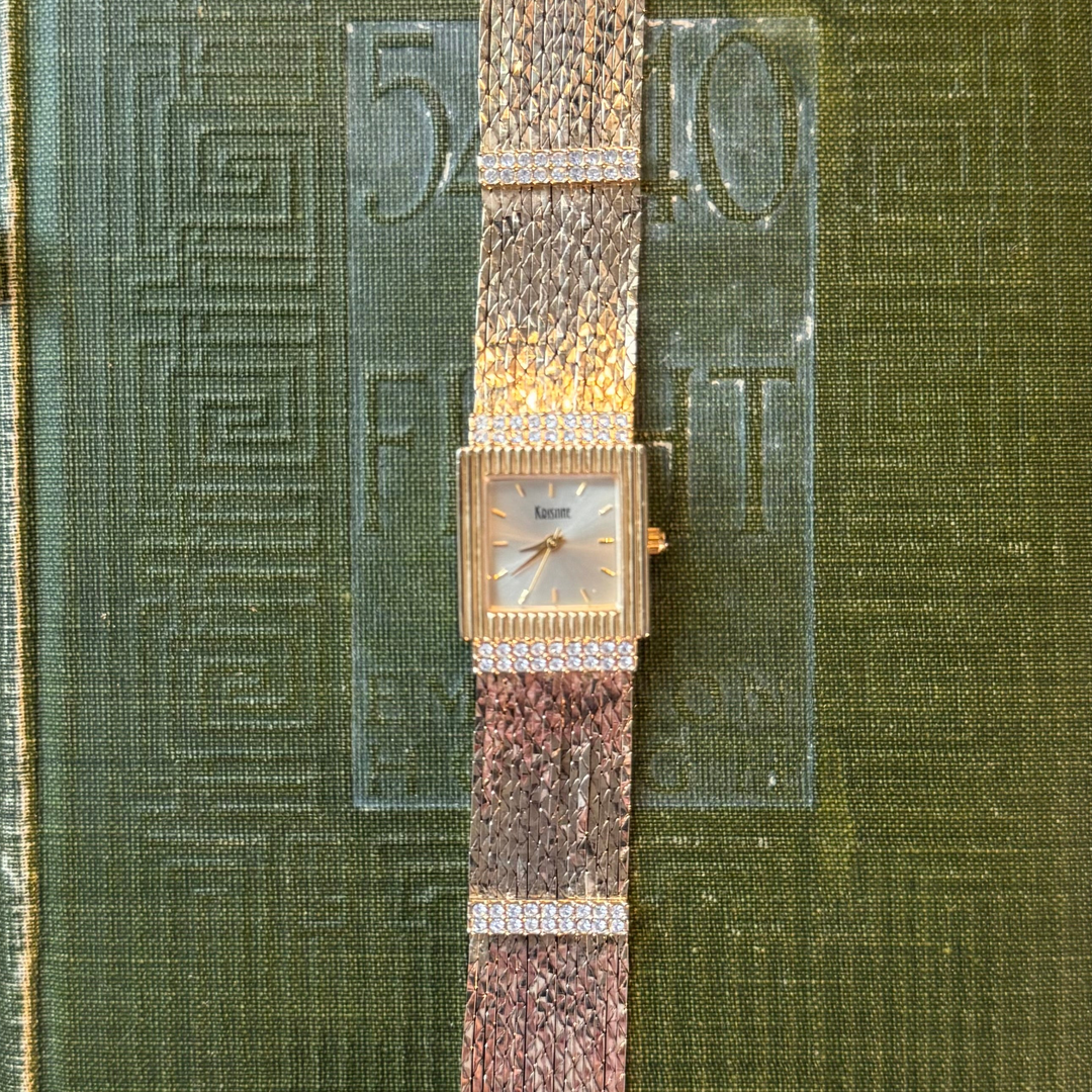 Gold Watch with Rhinestones