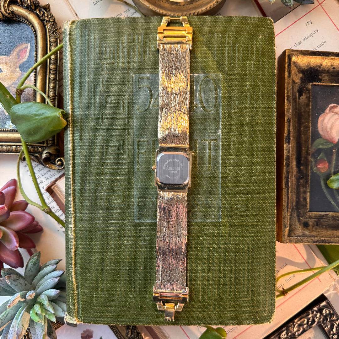 Gold Watch with Rhinestones