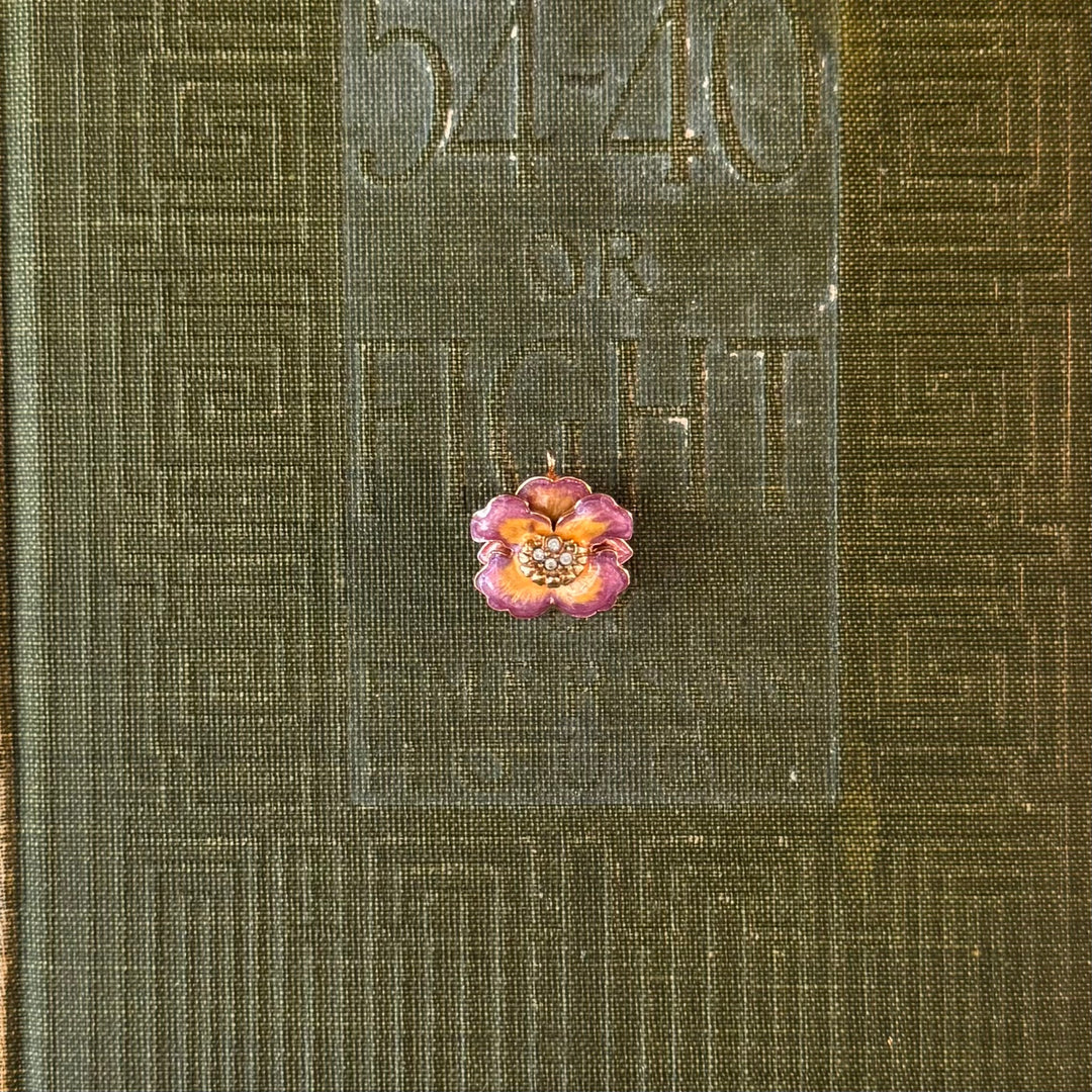 Gold Floral Enamel Pendants