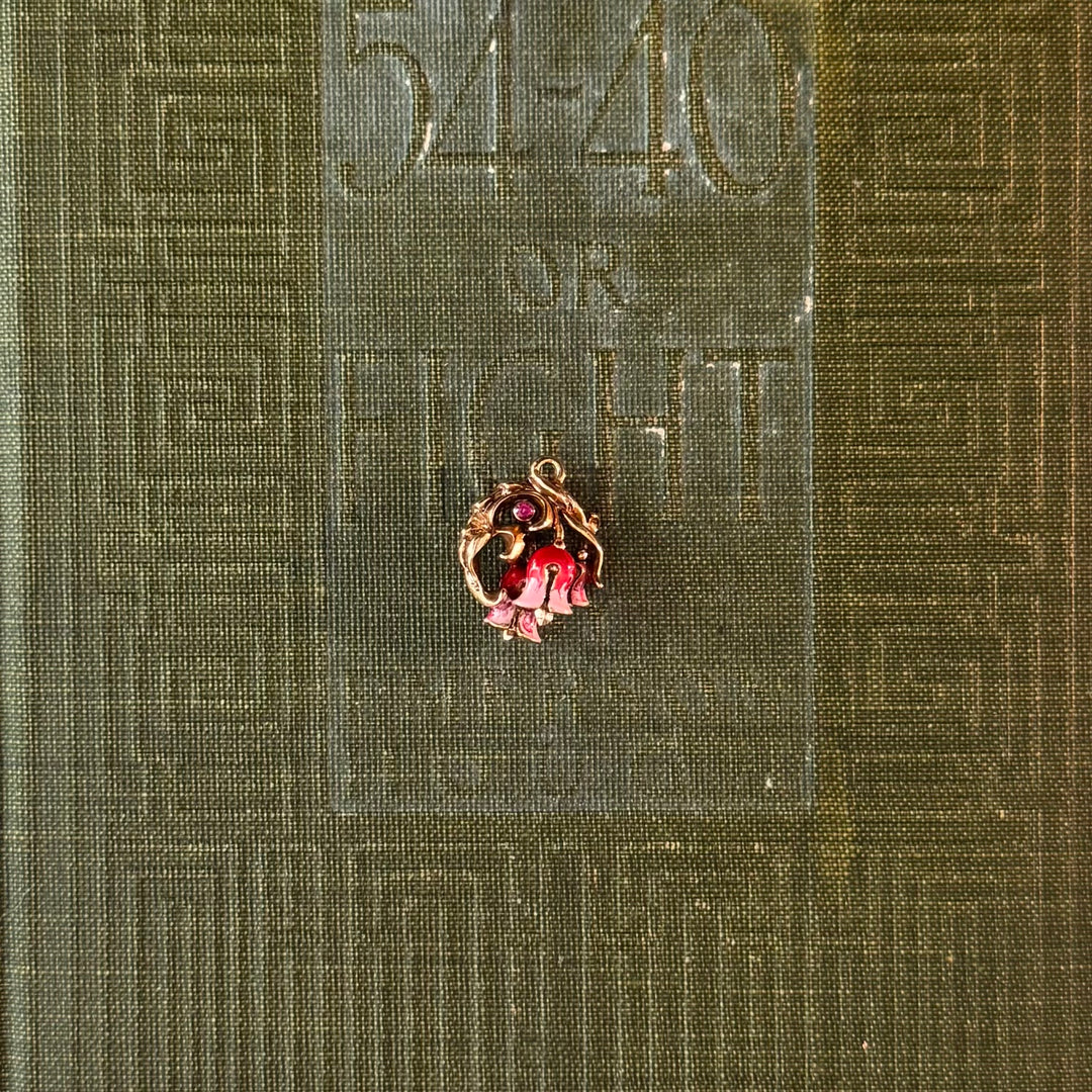 Gold Floral Enamel Pendants