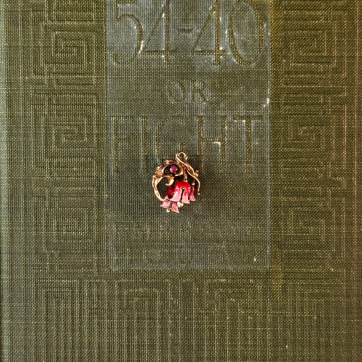 Gold Floral Enamel Pendants