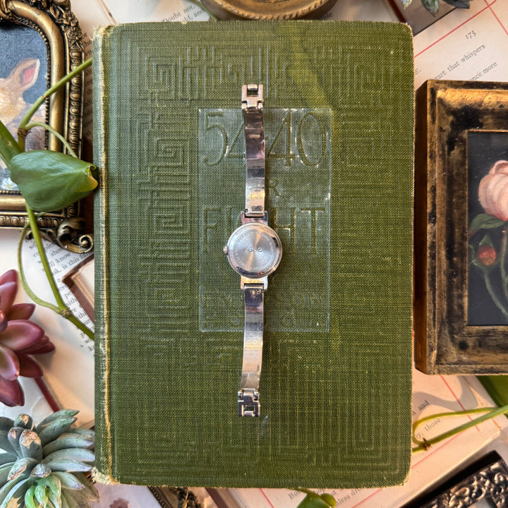 Silver Watch with Blue Face