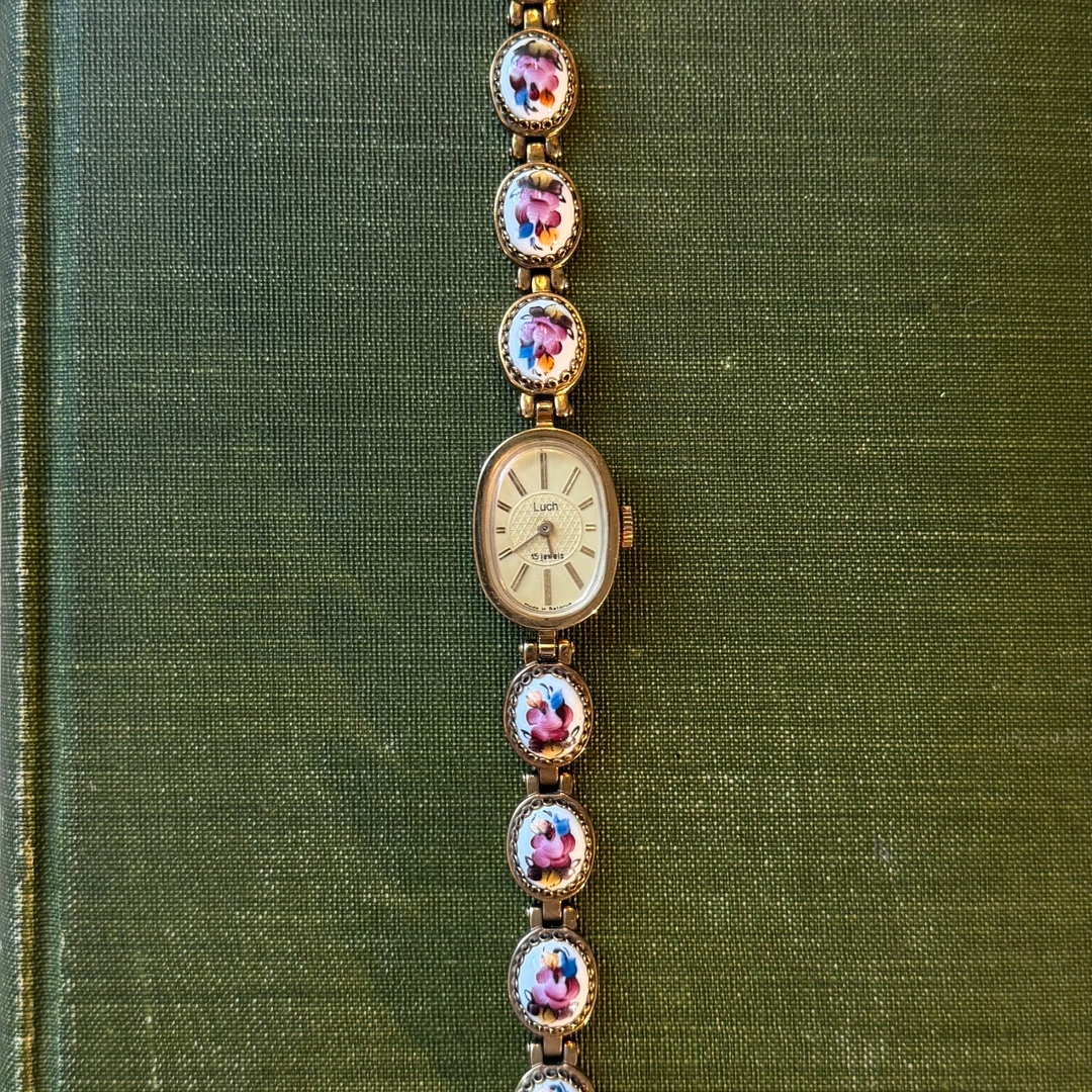 Gold Hand Painted Enamel Watch