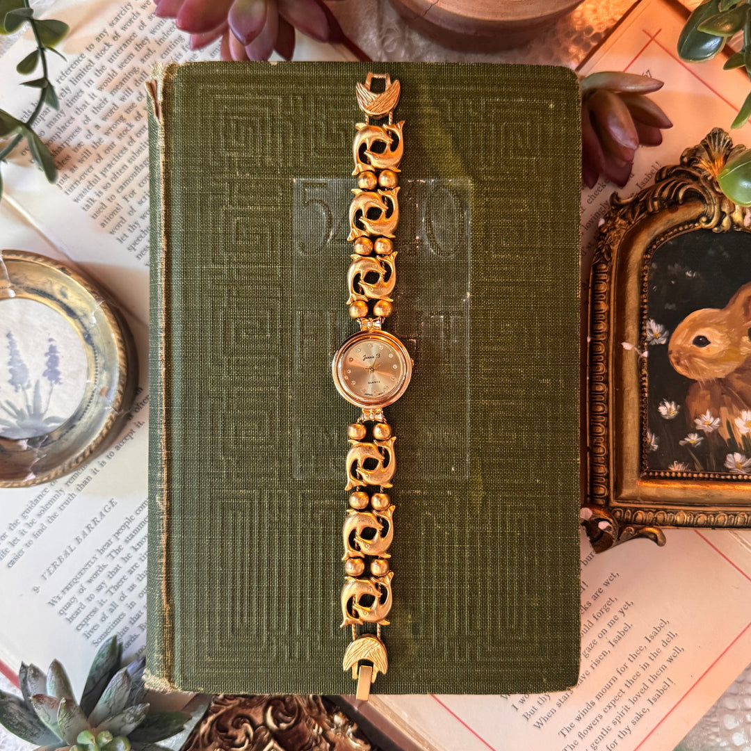 Repurposed Gold Dolphin Charm Watch