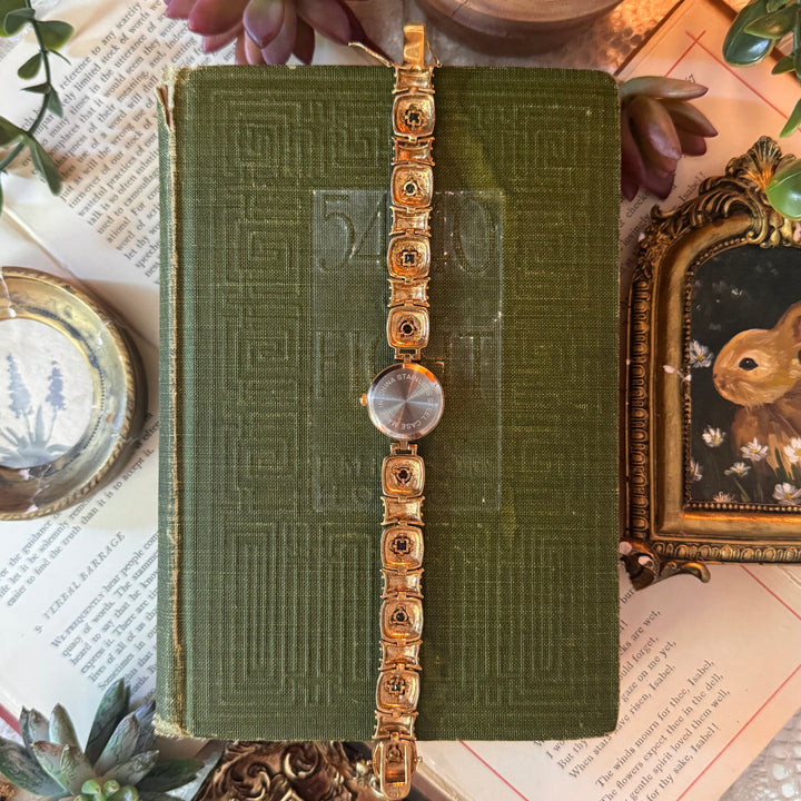 Gold 925 Ornate Watch with Genuine Stones