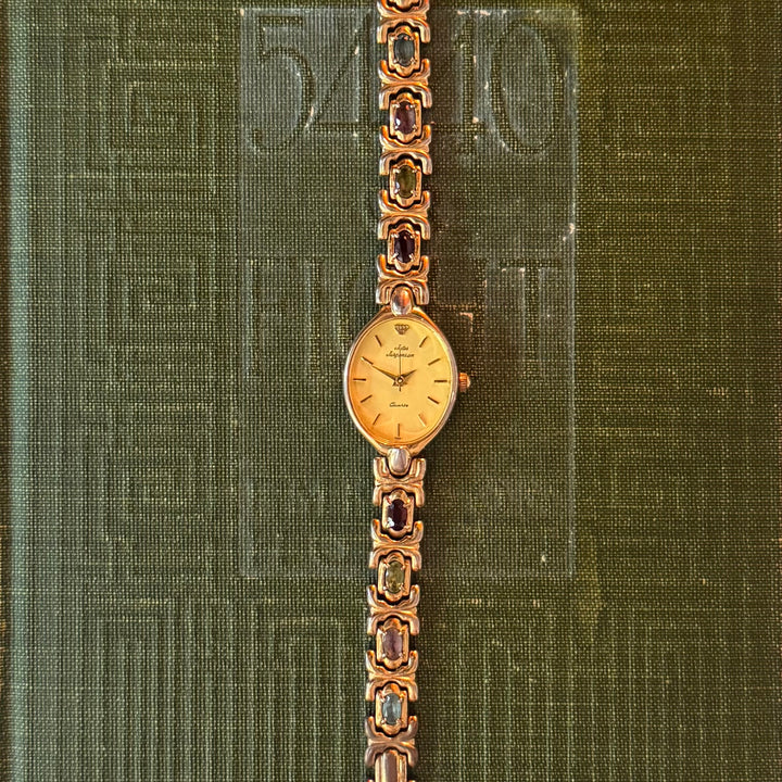 Gold Jules Jurgensen Watch with Genuine Gemstones