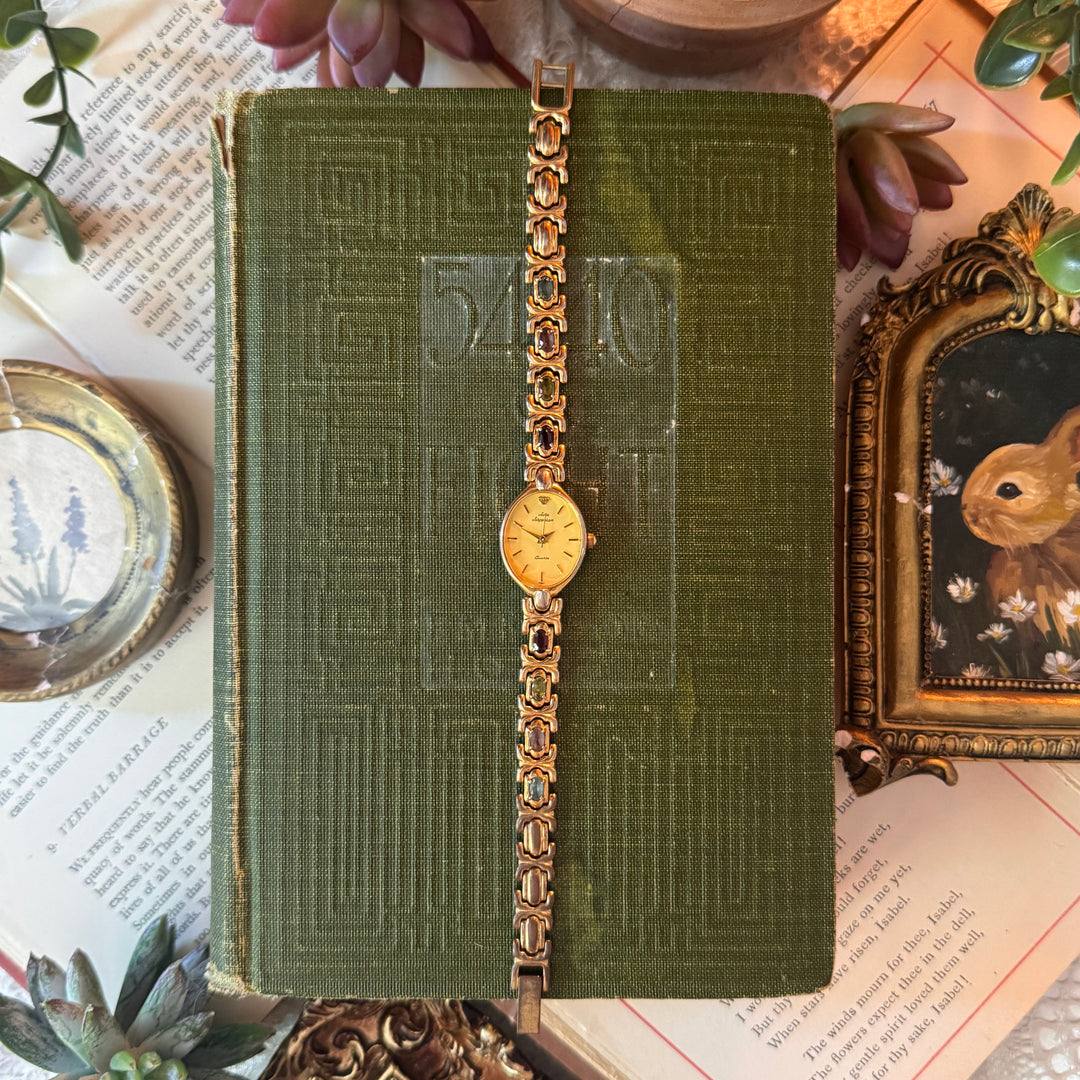 Gold Jules Jurgensen Watch with Genuine Gemstones