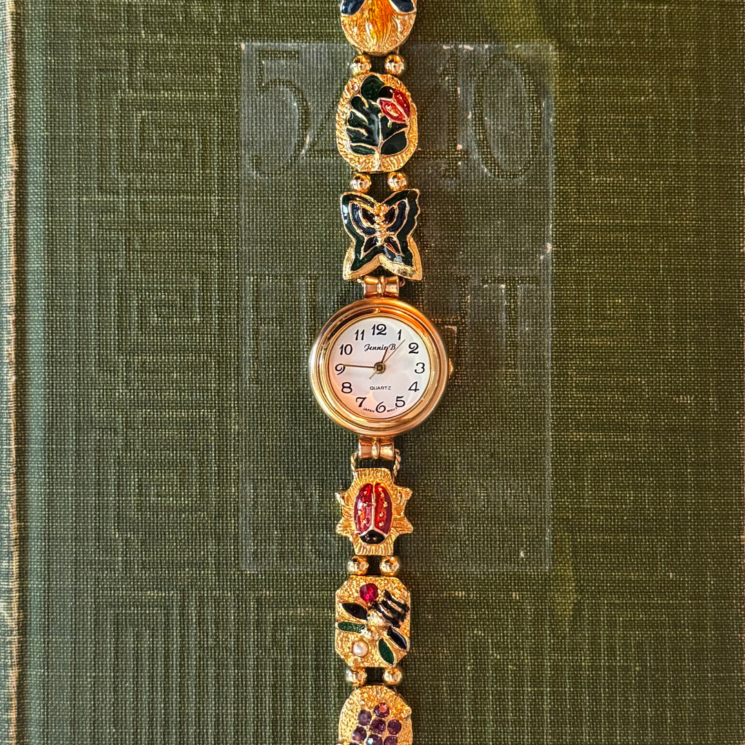 Repurposed Gold Nature Theme Charm Watch