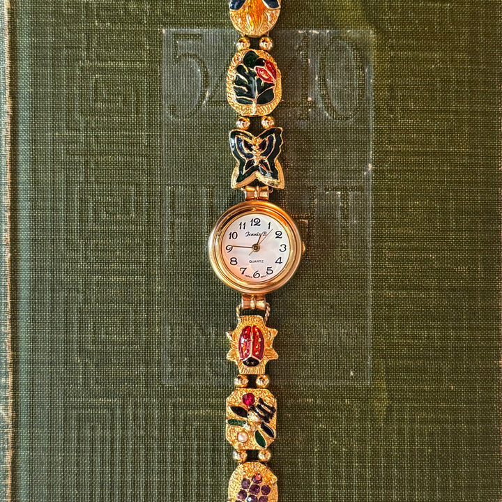 Repurposed Gold Nature Theme Charm Watch