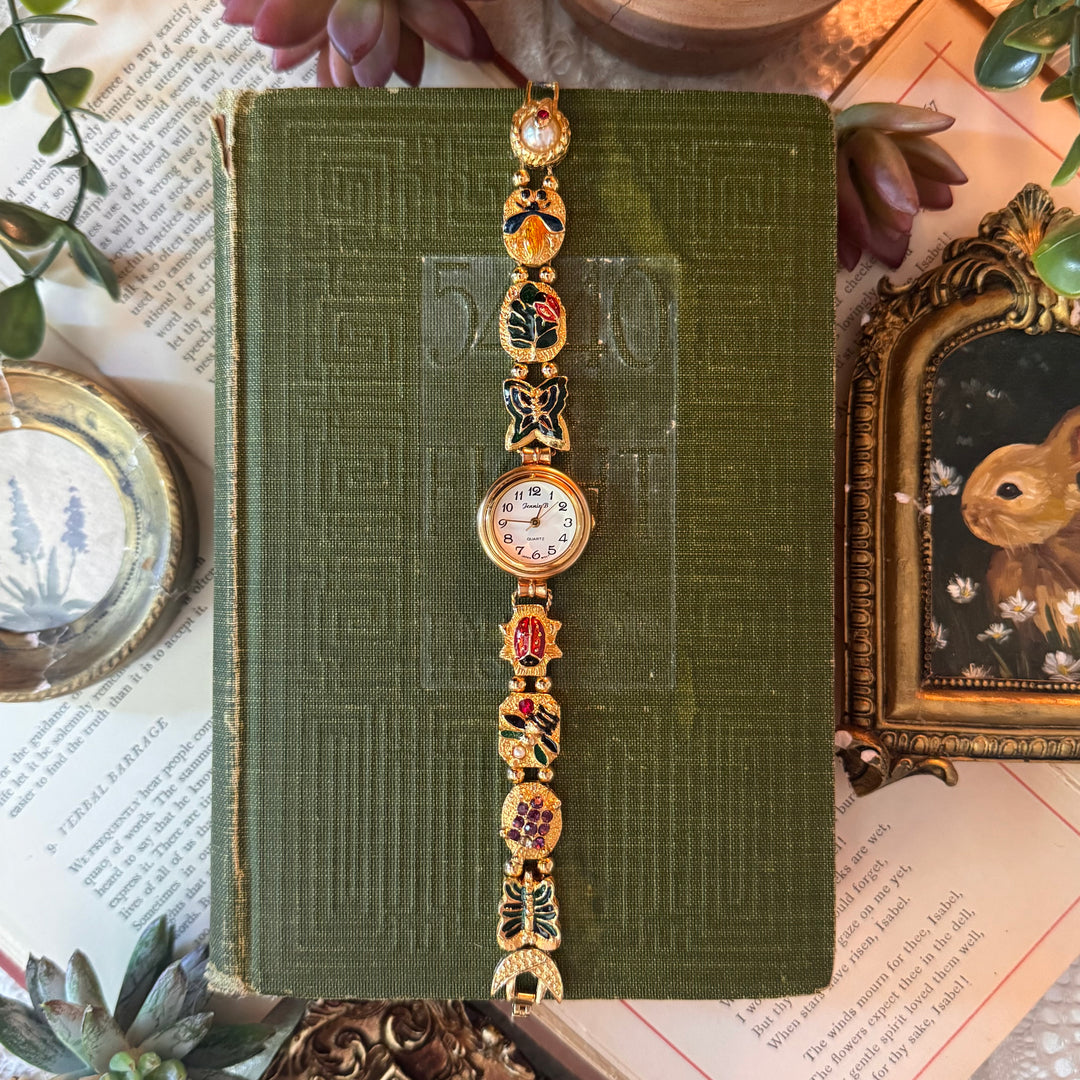 Repurposed Gold Nature Theme Charm Watch