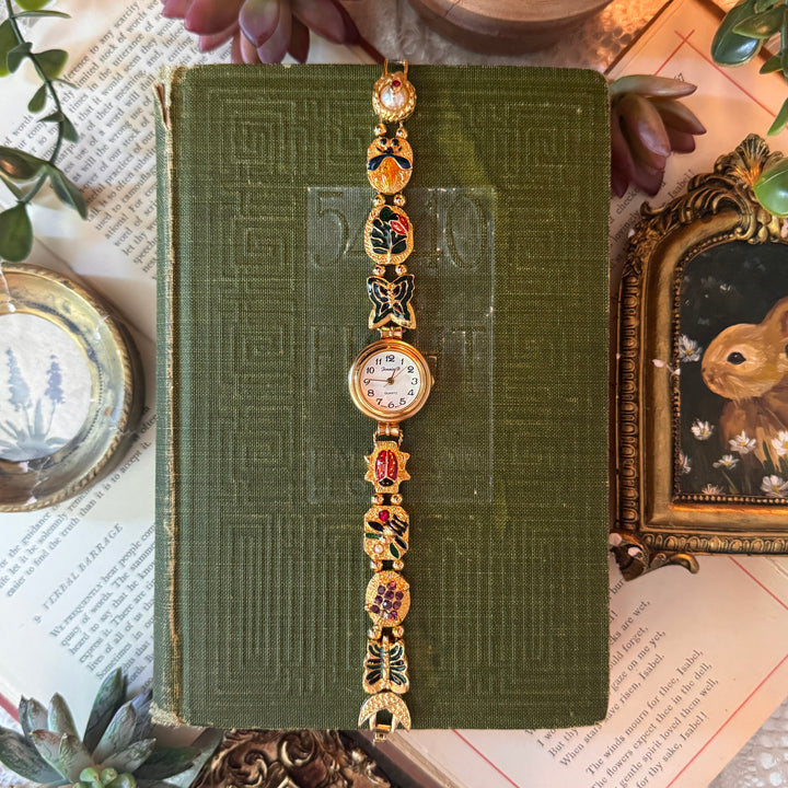 Repurposed Gold Nature Theme Charm Watch