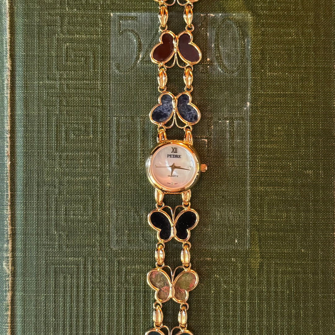 Rare Gold Multicolored Butterfly Watch