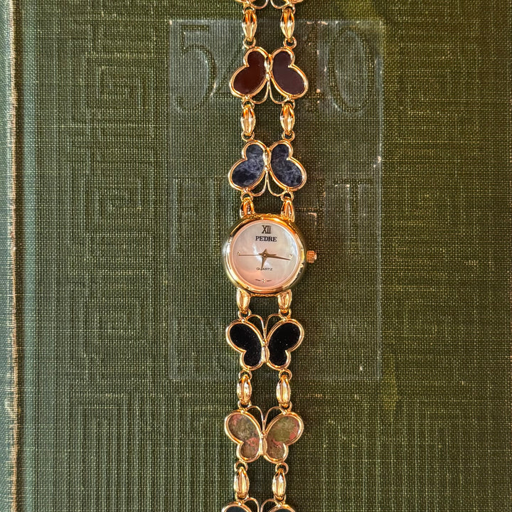 Rare Gold Multicolored Butterfly Watch