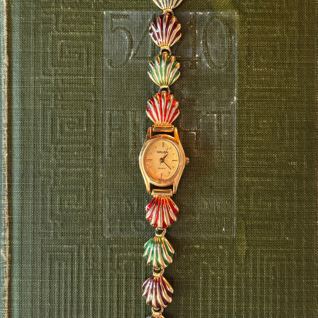 Gold Multicolored Clam Watch