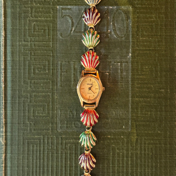 Gold Multicolored Clam Watch