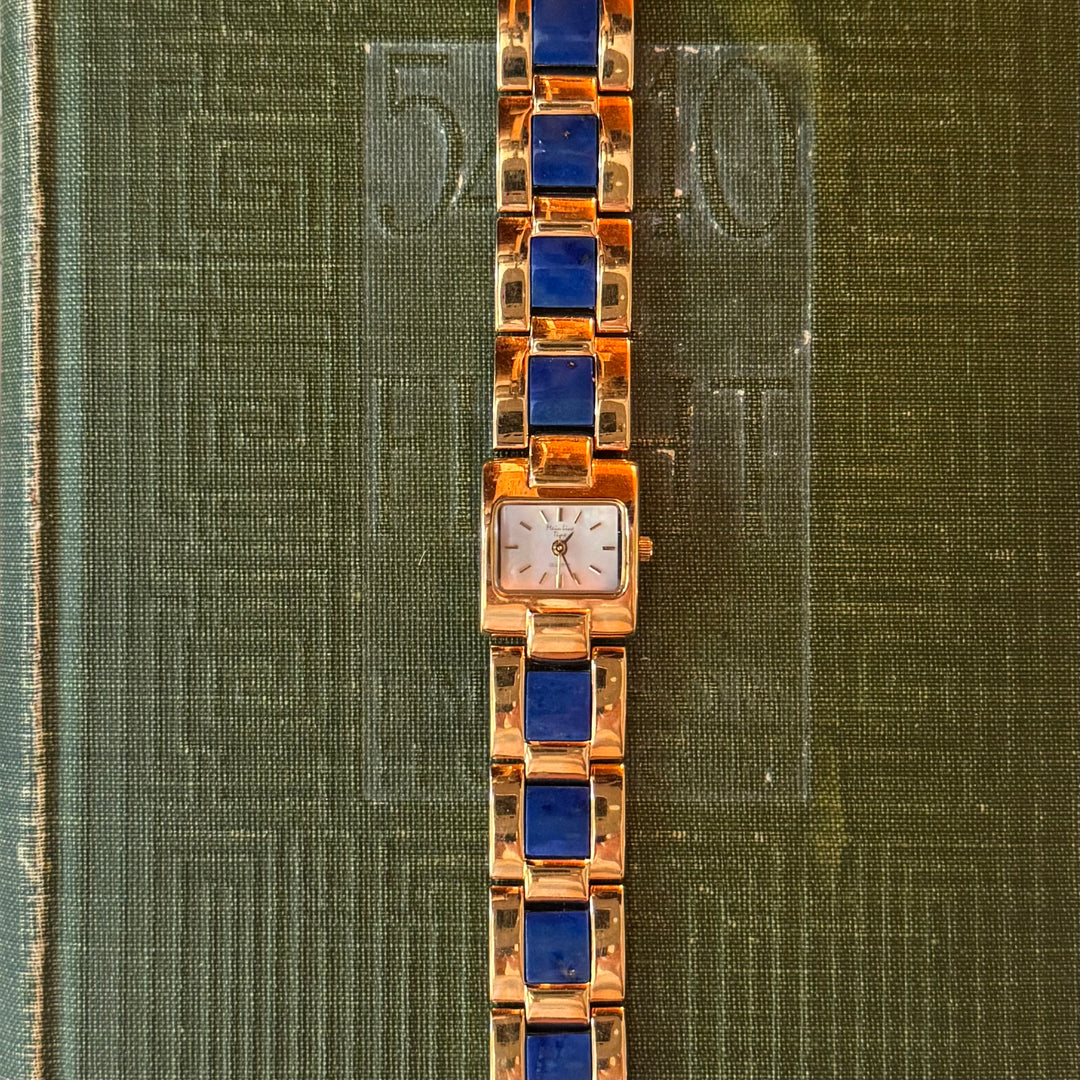 Gold Watch with Blue Lapis Stones