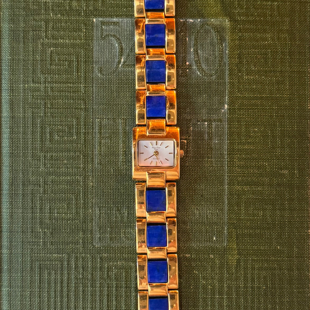 Gold Watch with Blue Lapis Stones