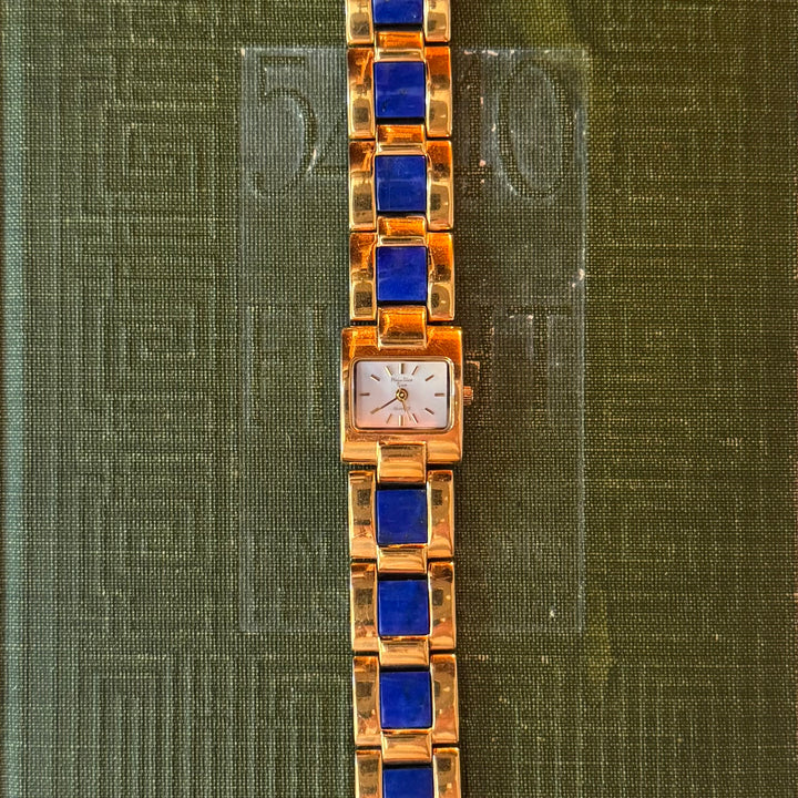 Gold Watch with Blue Lapis Stones