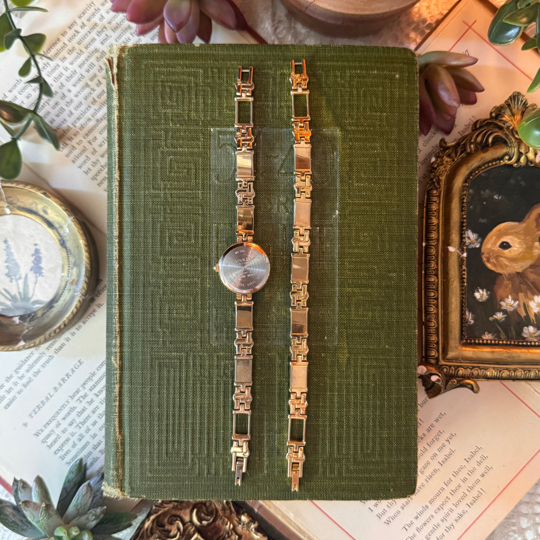 Gold Watch with Multicolored Band & Matching Bracelet