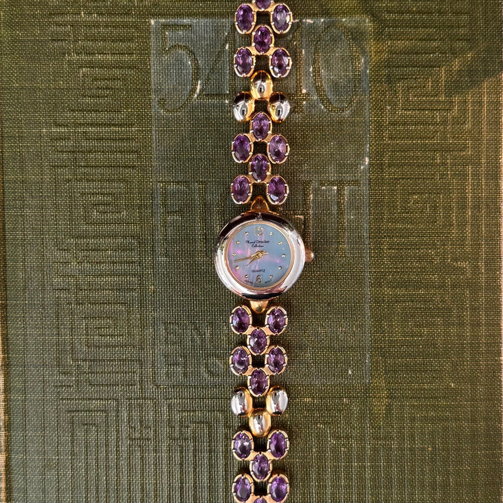 Gold Watch with Purple Stones
