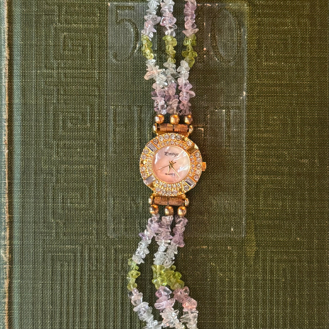 Gold Multicolored Beaded Watch