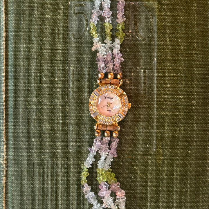 Gold Multicolored Beaded Watch
