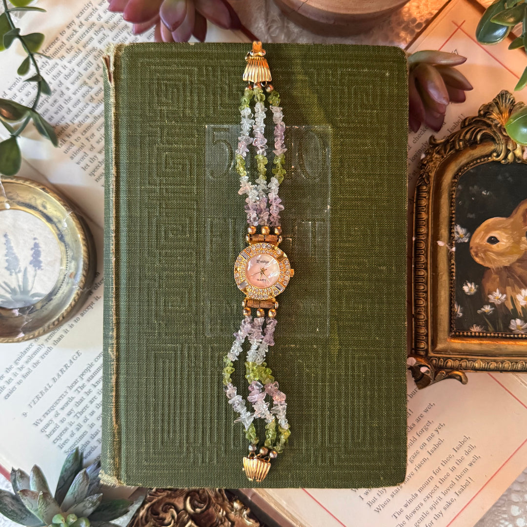 Gold Multicolored Beaded Watch