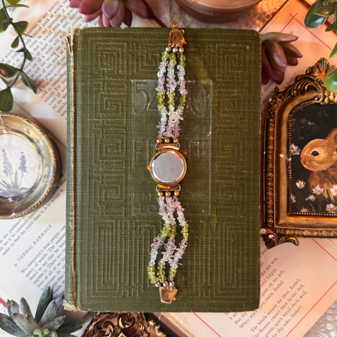 Gold Multicolored Beaded Watch