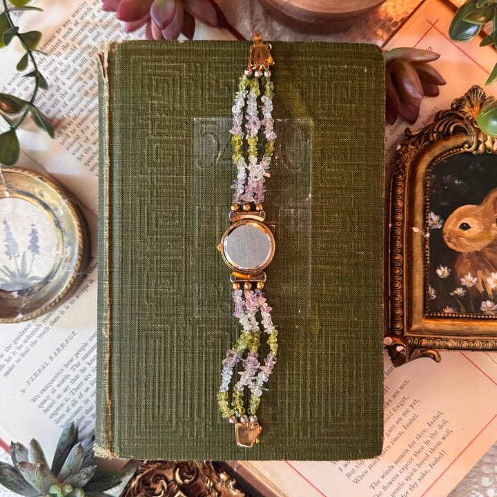 Gold Multicolored Beaded Watch