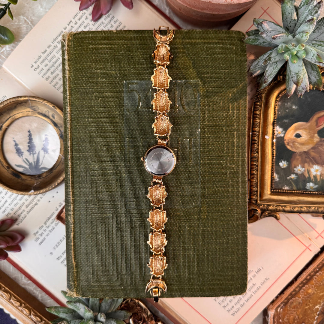 Repurposed Gold Lady Bug Charm Watch