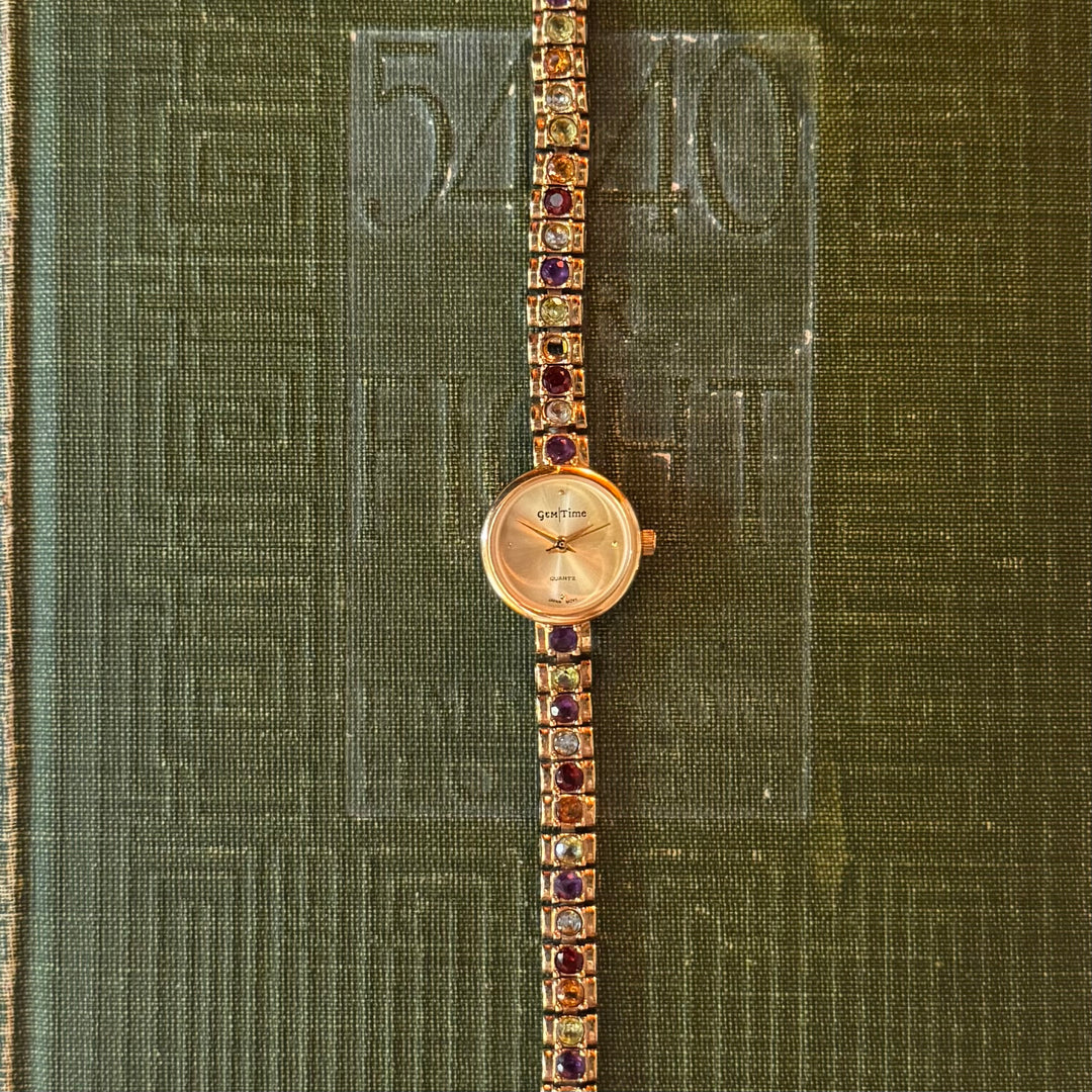 Gold Watch with Genuine Gemstones
