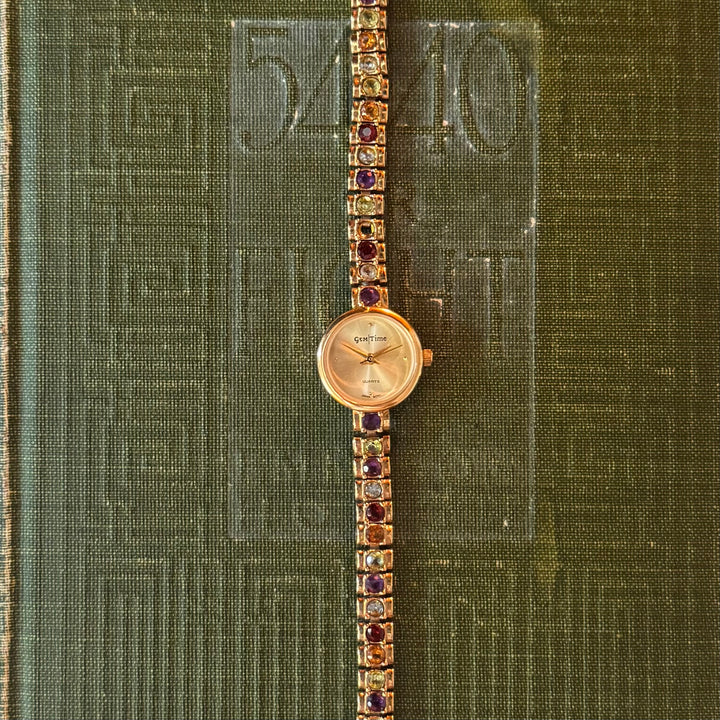 Gold Watch with Genuine Gemstones
