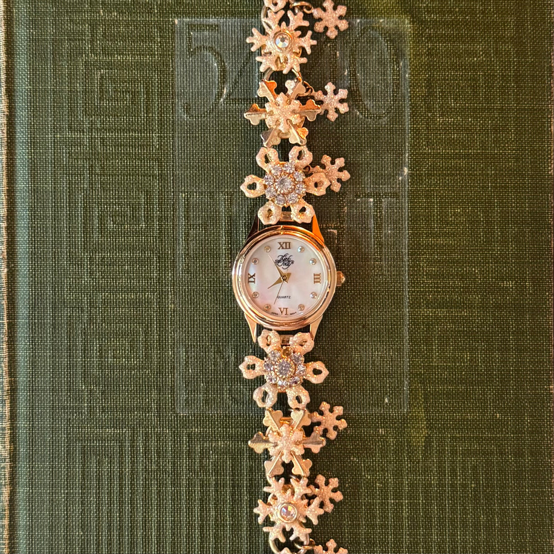 Gold Kirks Folly Snowflake Charm Watch