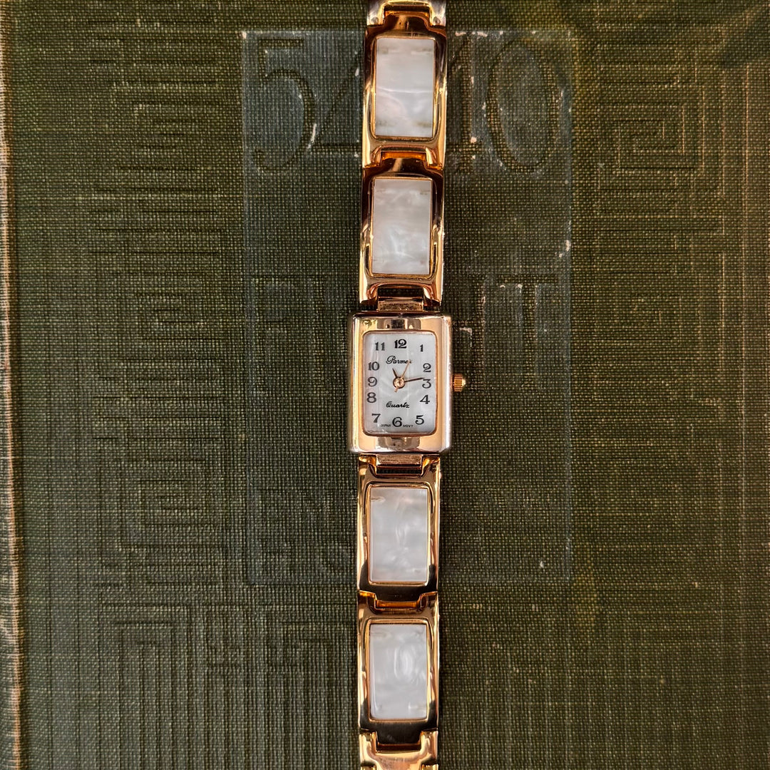 Gold Watch with Pearl Like Band