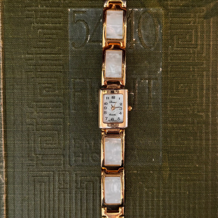 Gold Watch with Pearl Like Band